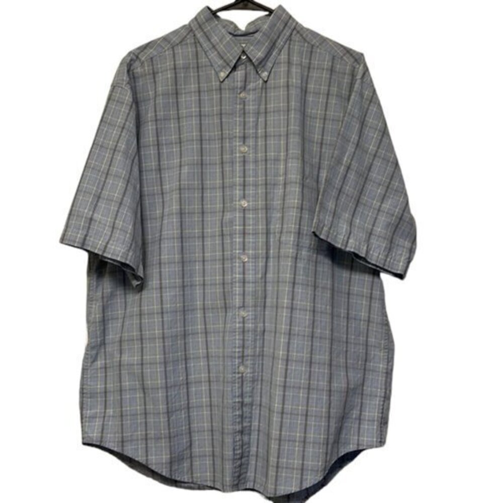 Turnberry Blue Plaid Checkered Blue White Button Down Shirt Size Large EUC #4637